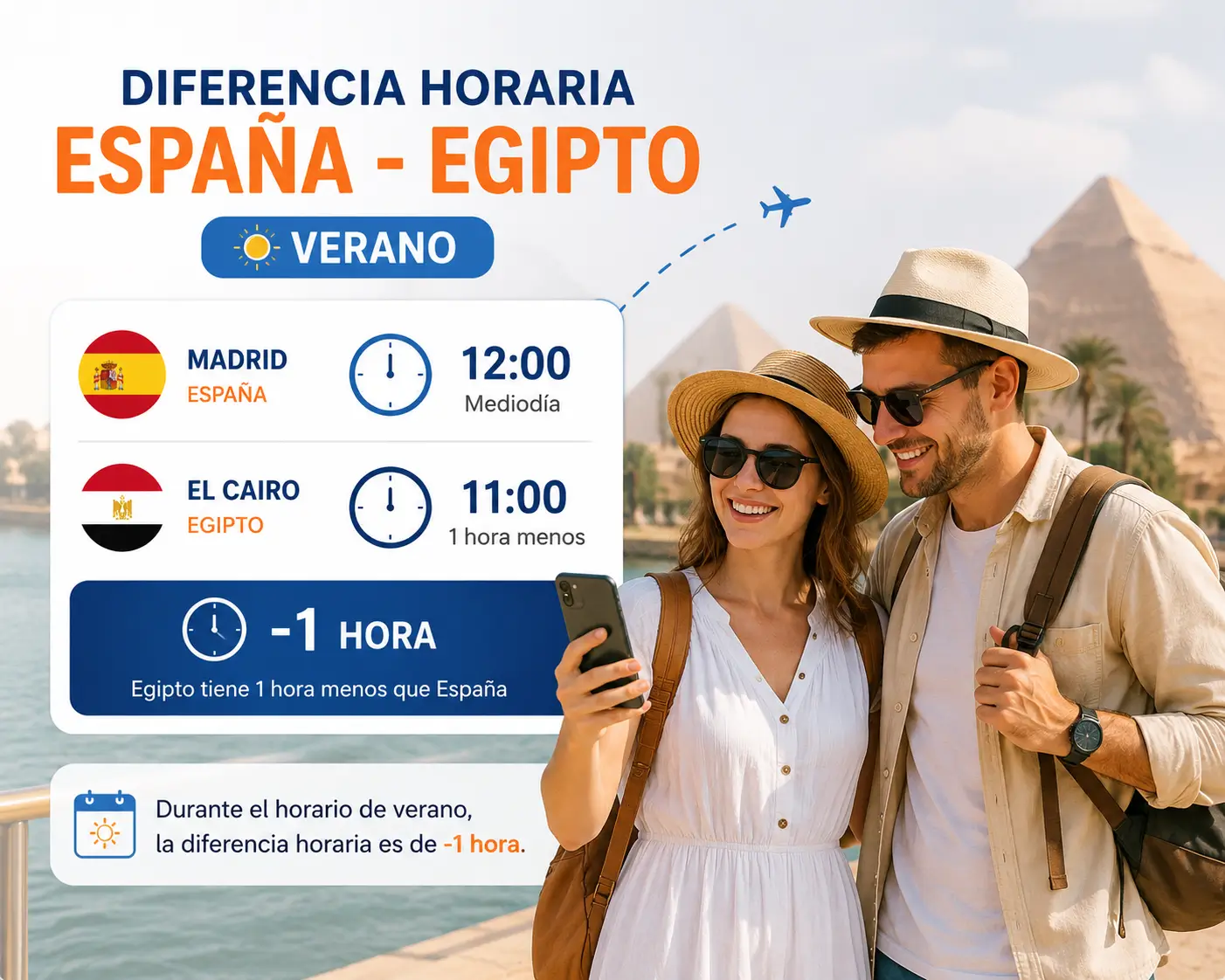 Diferencia horaria España Egipto verano