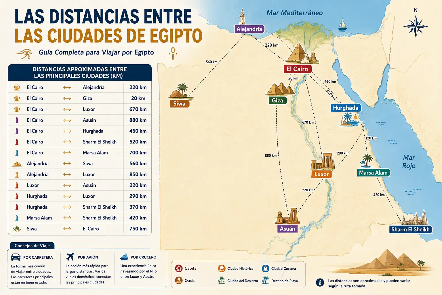 Las Distancias entre las Ciudades de Egipto