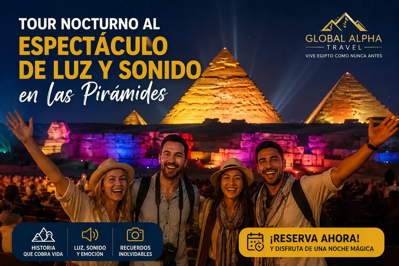 Tour nocturno al espectáculo de luz y sonido en las Pirámides